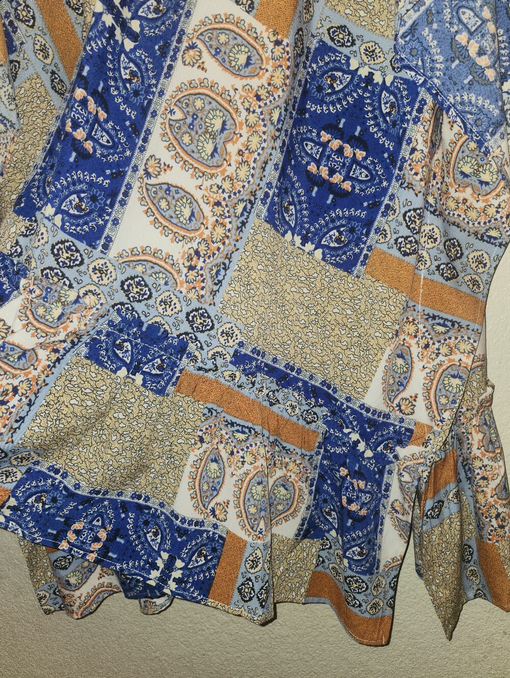 💙🧡💛NWOT Ces Femme "Patchwork Print Open Front Kimono" Sz Med-Oversized💛🧡💙 - Picture 7 of 11